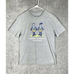 Life Is Good FOODIES WORKING TOGETHER Vintage Tee T-Shirt Mens Size Medium Gray
